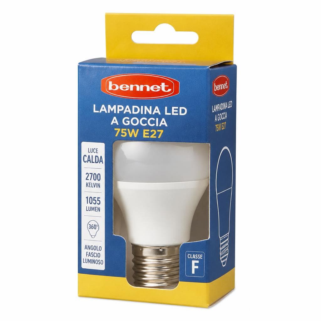 Lampadina LED a goccia 75W E27 Bennet – Bennet
