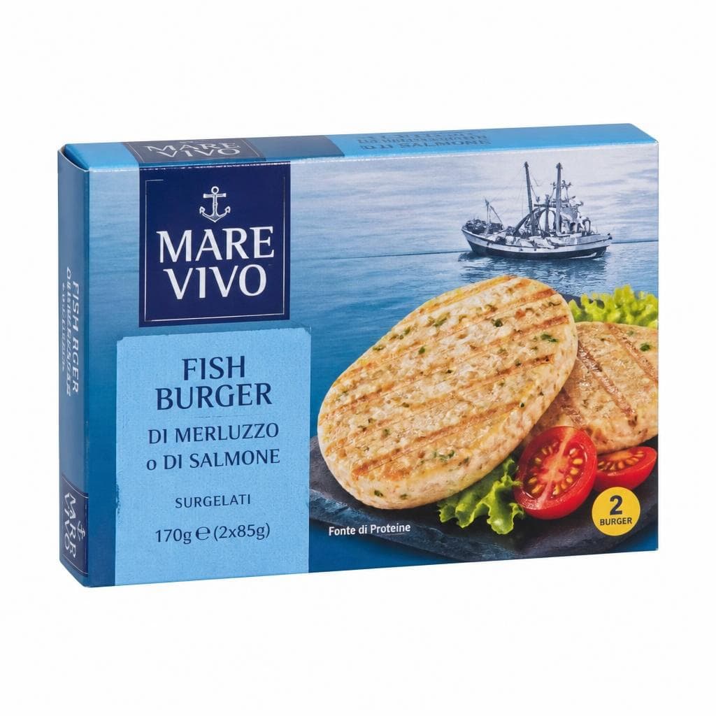 Marevivo Fish Burger di merluzzo o di salmone surgelati, 170 g – Iper La grande i