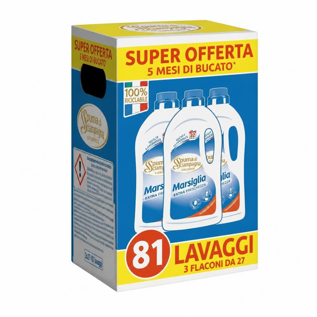 Detersivo liquido lavatrice Spuma di Sciampagna, conf. 3 pezzi 3,645 l – Carrefour