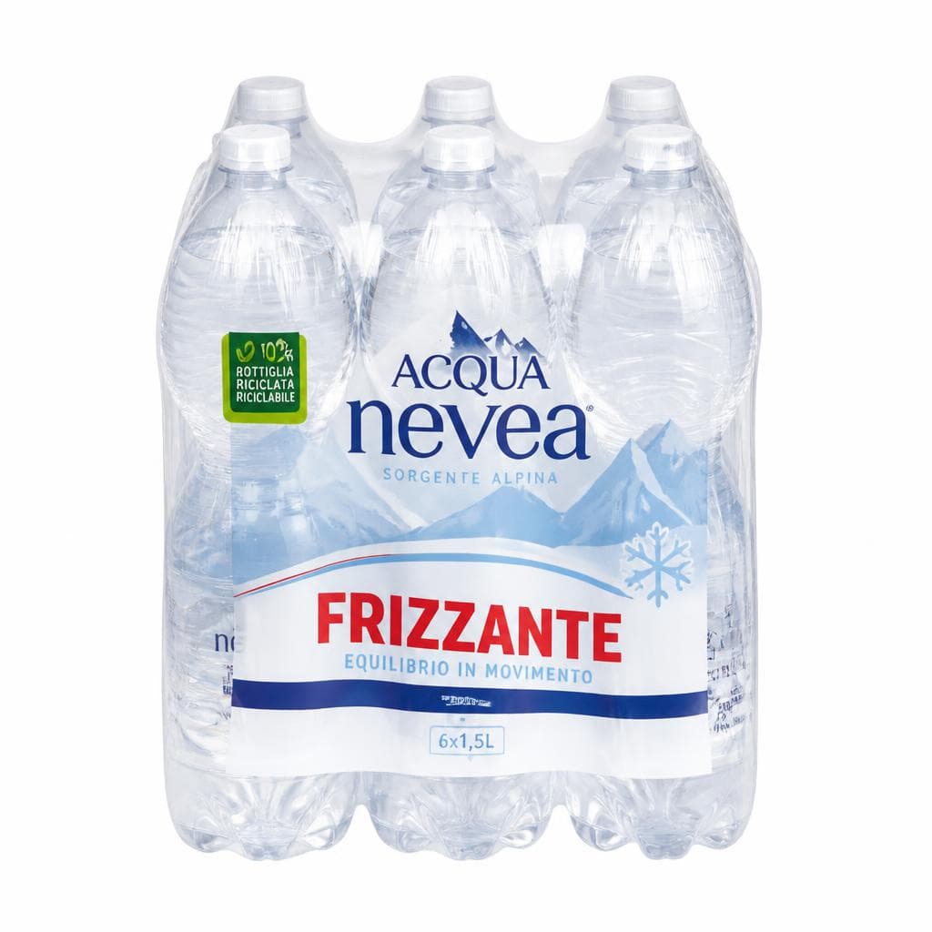 Acqua naturale, frizzante Nevea 6 x 1,5 l = 9 l in offerta da Penny