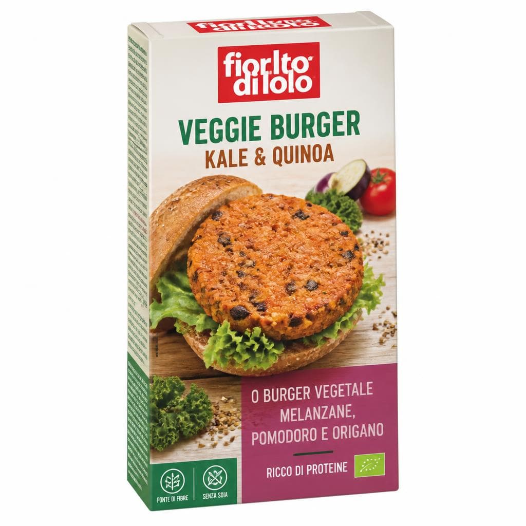 Veggie burger kale & quinoa o burger vegetale melanzane, pomodoro e origano, 150 g Asiago Food – Panorama