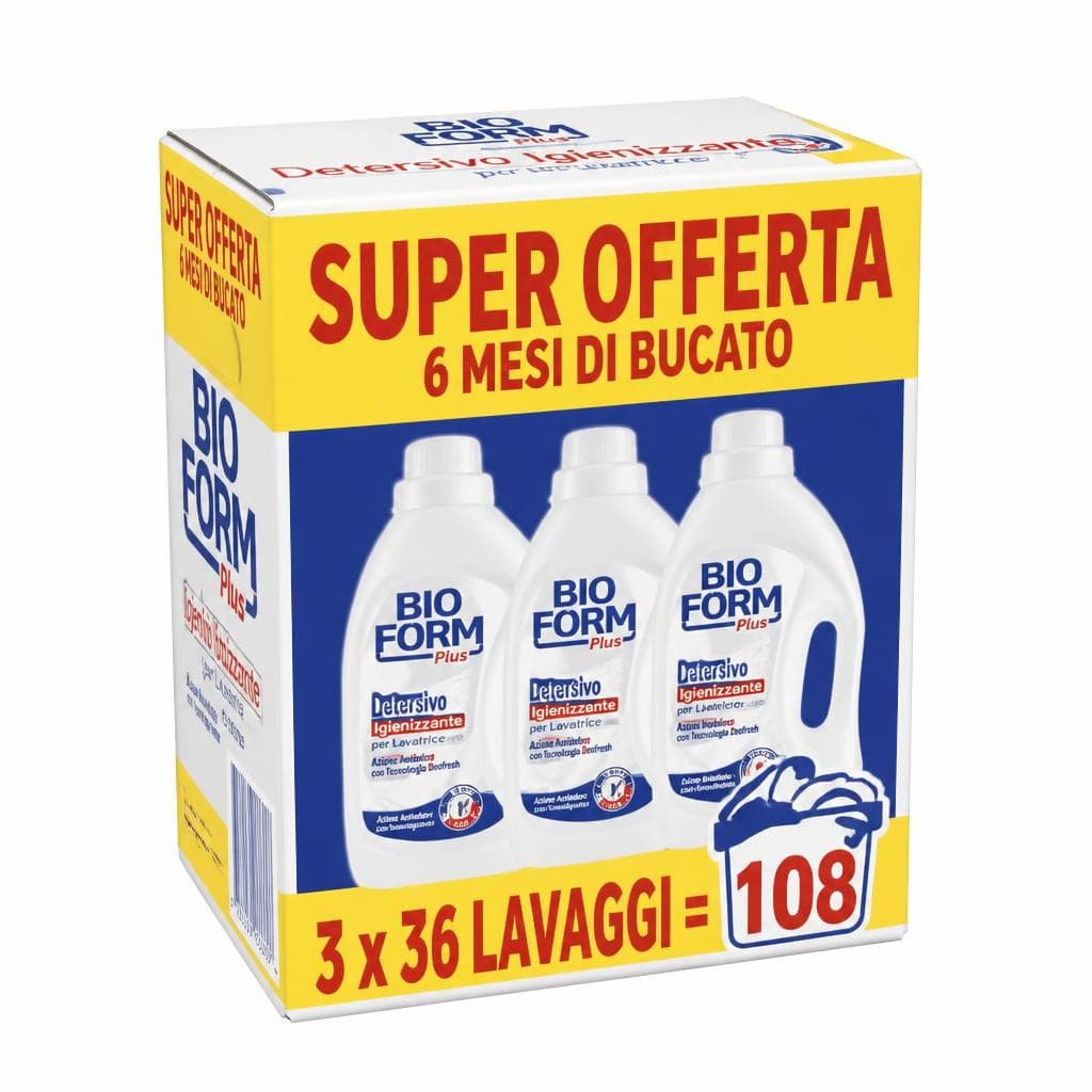 Bioform detersivo liquido igienizzante per lavatrice, 3 x 36 lavaggi – Iper La grande i