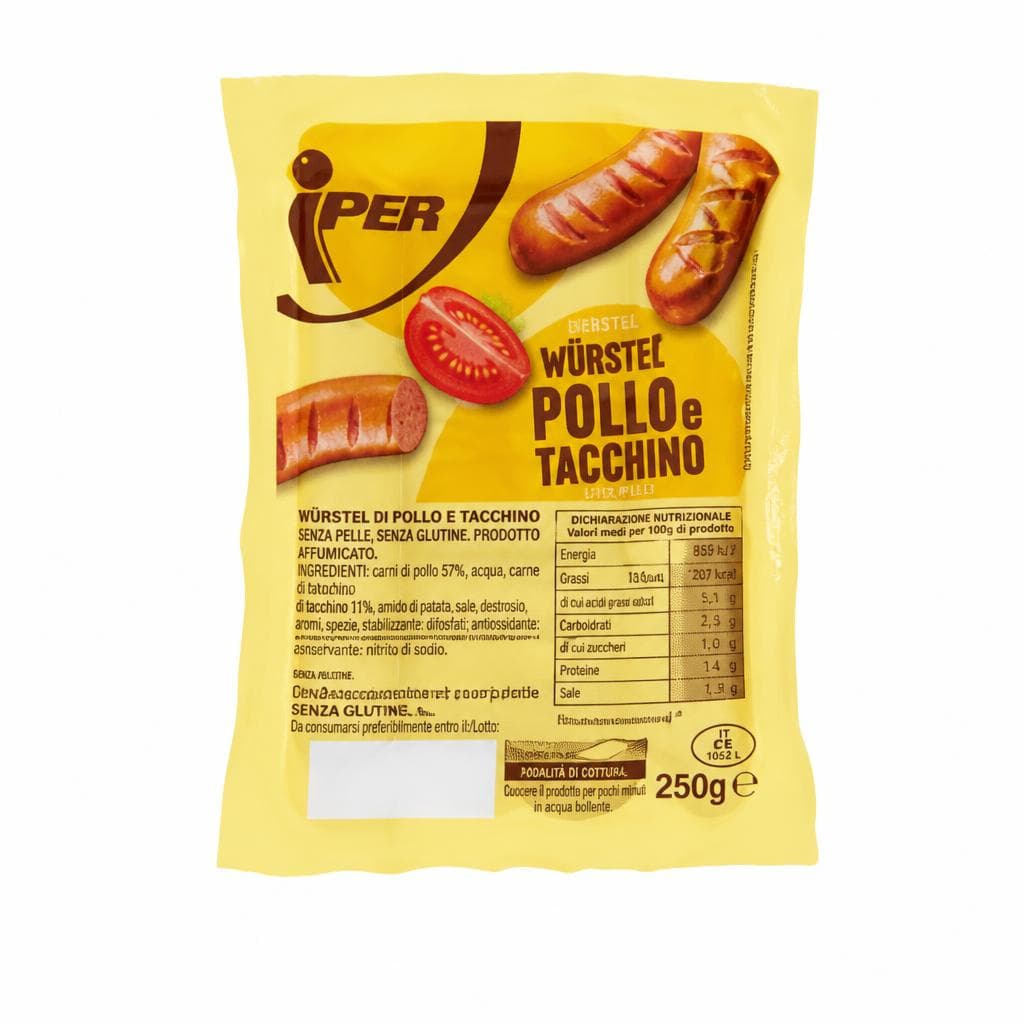 Würstel di pollo e tacchino, 100 g Iper – Iper La grande i