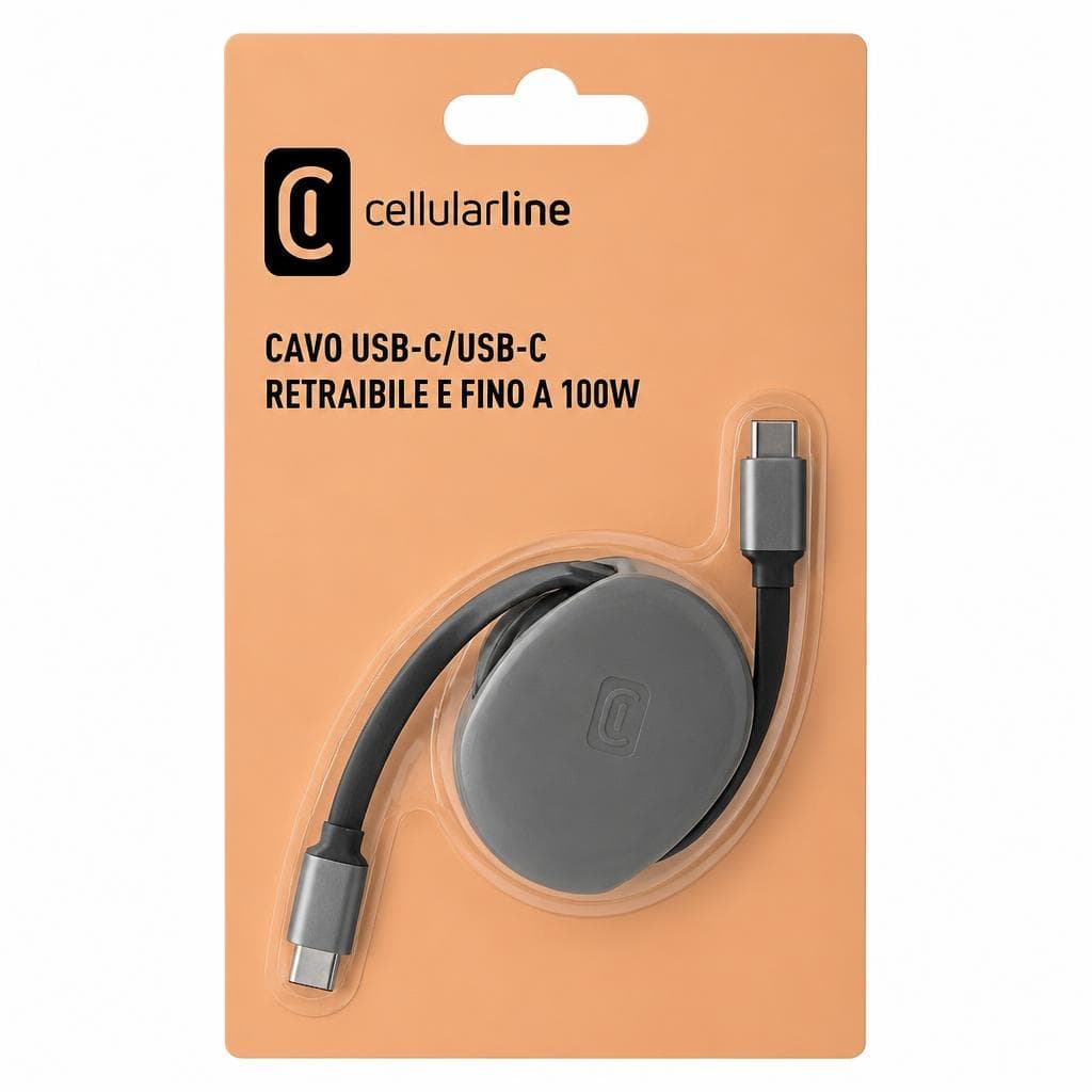Cellularline cavo USB-C/USB-C retraibile e fino a 100W – Unieuro