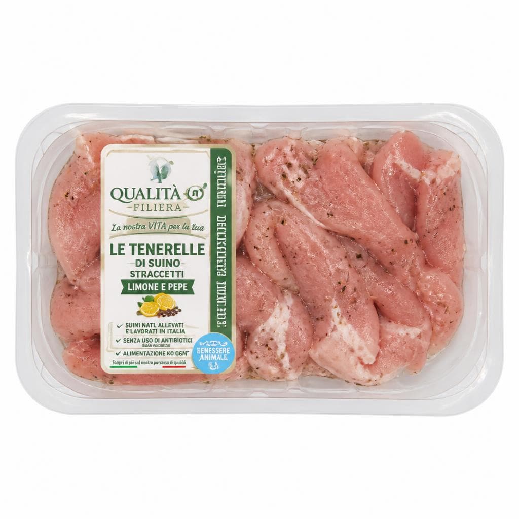 Straccetti di suino limone e pepe, 380 g circa Pam – Panorama