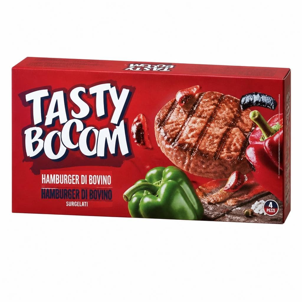Tasty Bocom hamburger di bovino surgelato, 2 pezzi, 200 g – Bennet