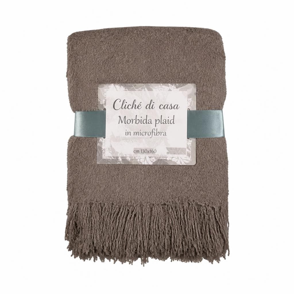Plaid in morbida microfibra con frange, cm 130x160 Claire de lune – Bennet