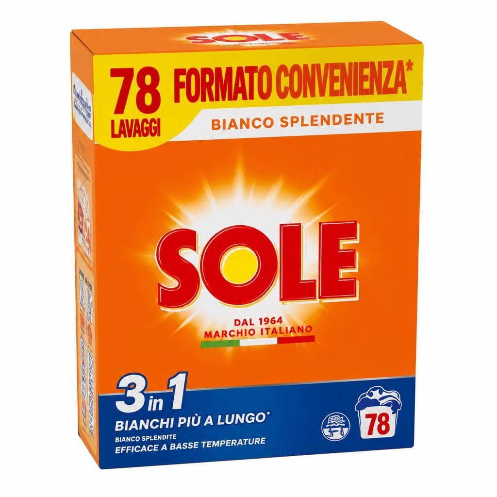 Sole detersivo lavatrice 3in1, 78 lavaggi polvere / 3x41 lavaggi liquido – Il Gigante