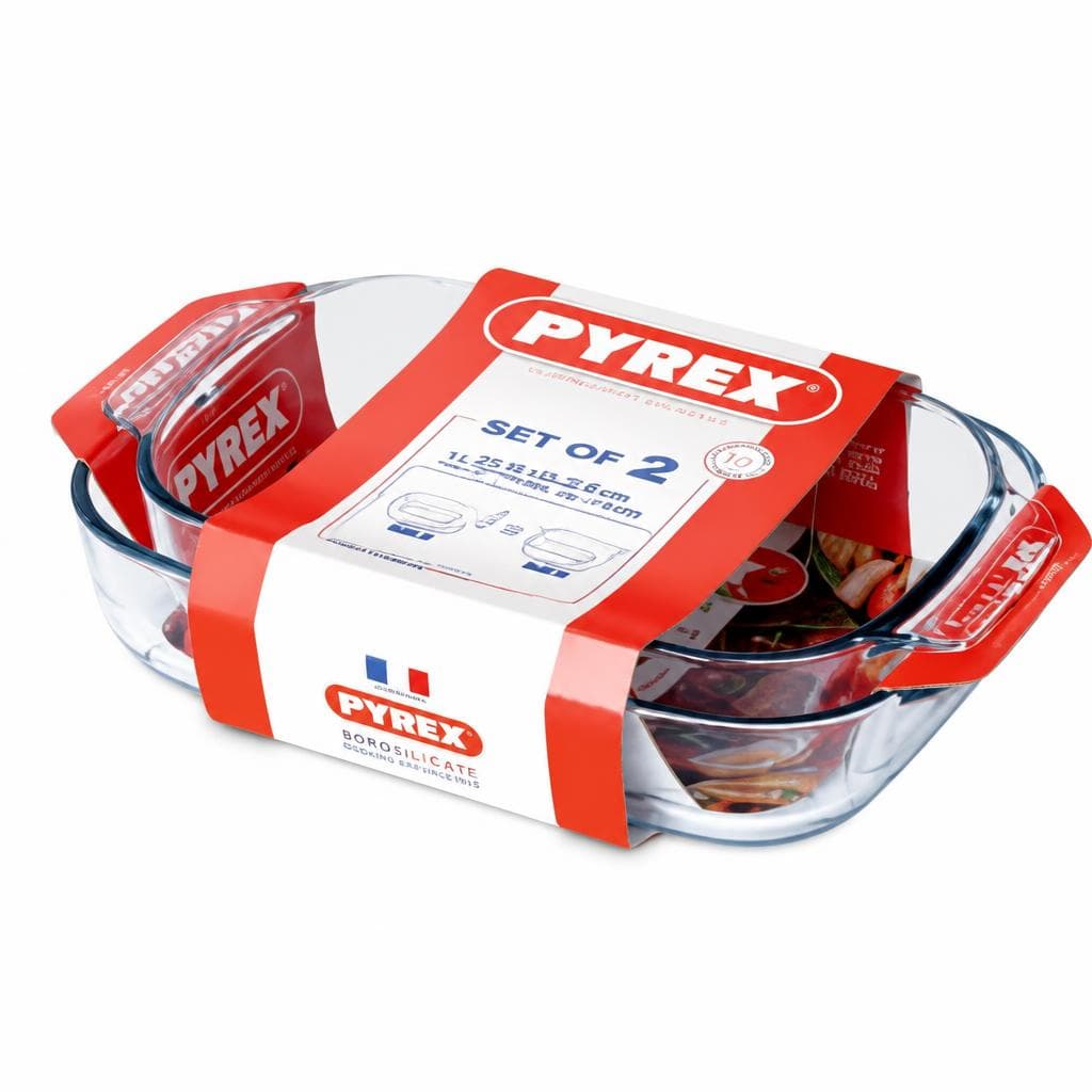 Set 2 teglie rettangolari Pyrex, 1 teglia 31 x 20 cm e 1 teglia 35 x 23 cm – Conad