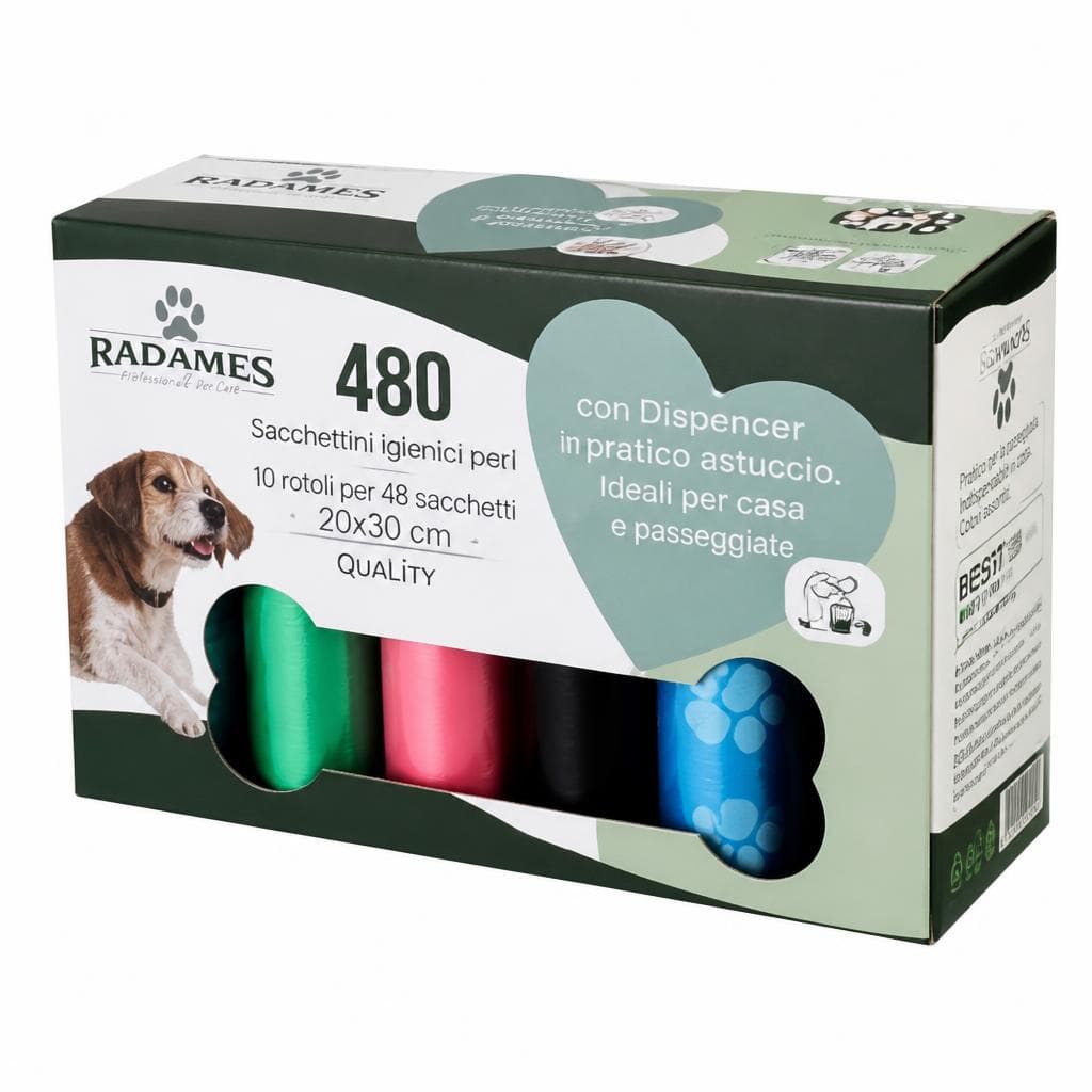 Sacchettini igienici biodegradabili per cani, 24 rotoli per 20 strappi Radames – Eurospin