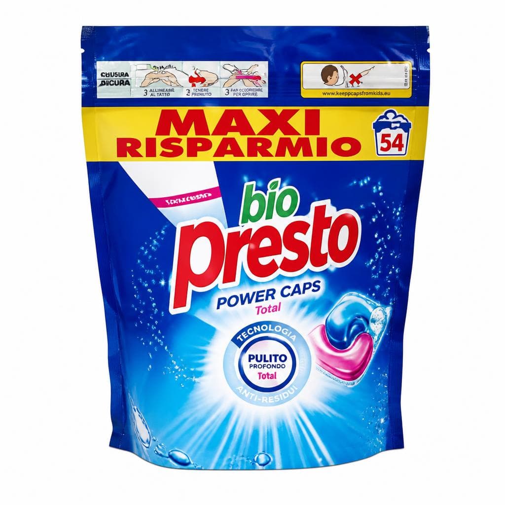 Detersivo predosato per lavatrice Power Caps Bio Presto, 648 g – Bennet