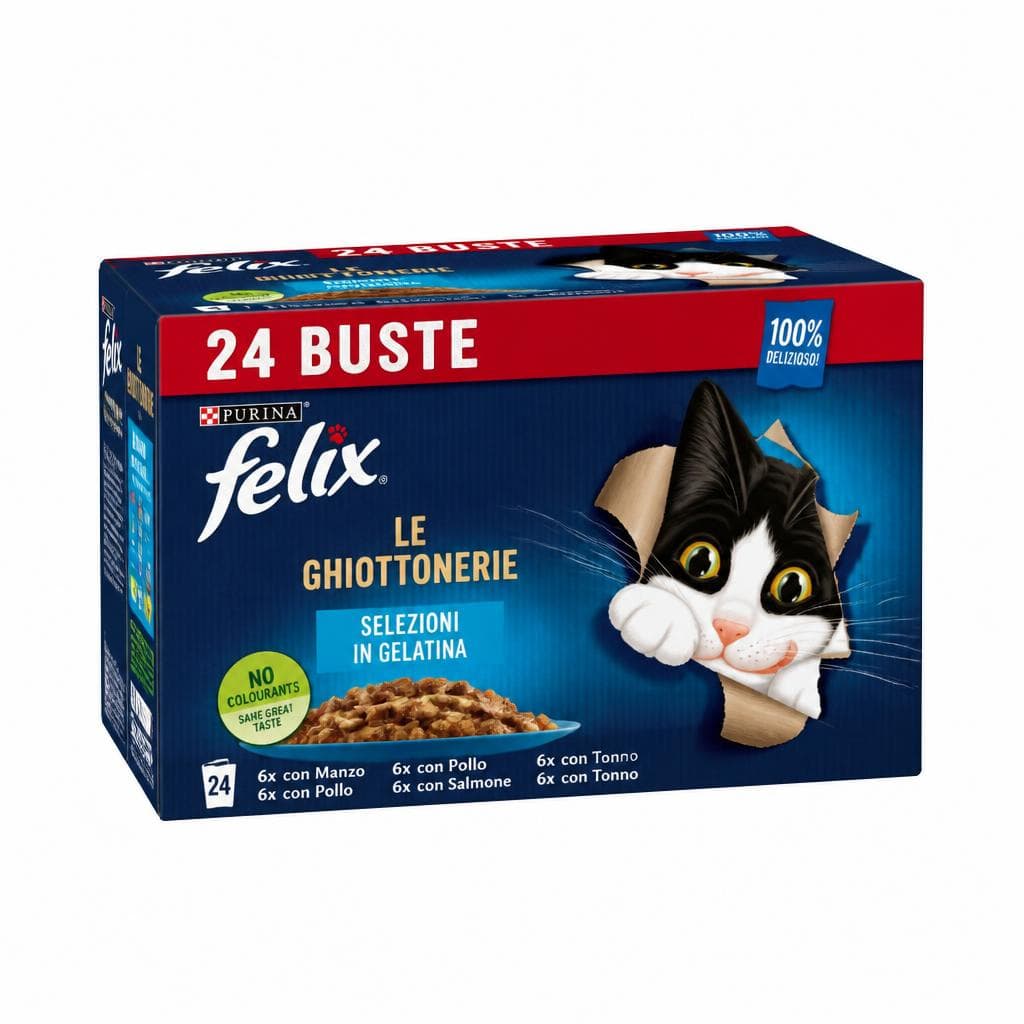 Alimento umido per gatti Felix Le Ghiottonerie, 85 g x 24 – Iper La grande i