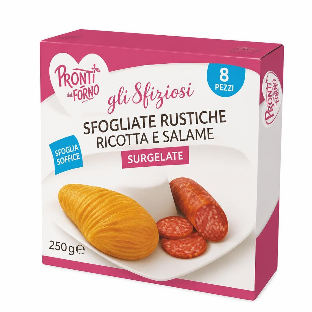 Sfoglitelle rustiche salsiccia e friarielli/ricotta e salame, 250 g Pronti al Volo – MD