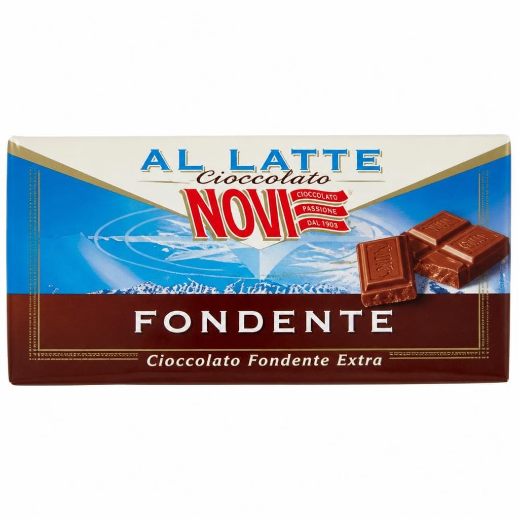 Tavoletta di cioccolato Novi fondente/al latte, 200 g – Il Gigante
