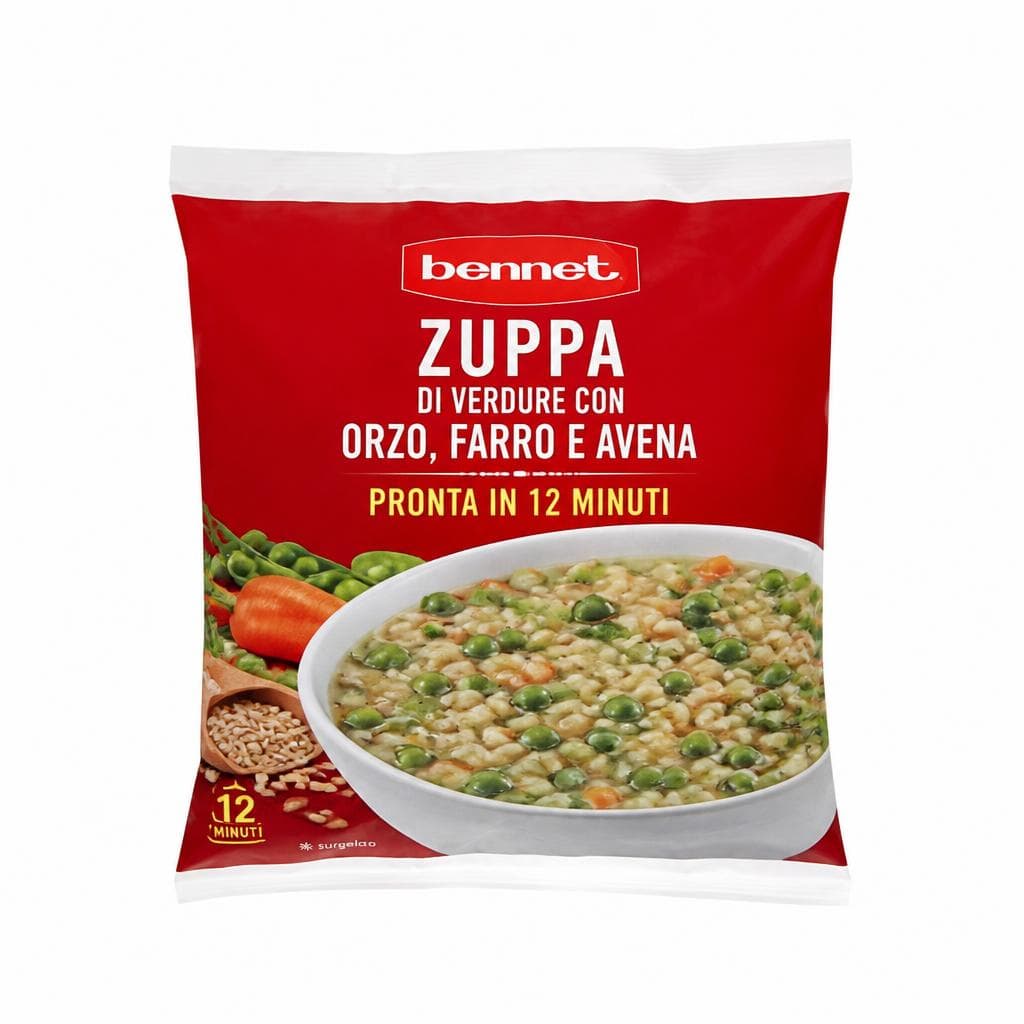 Zuppa di verdure con orzo, farro e avena surgelata, 600 g Bennet – Bennet