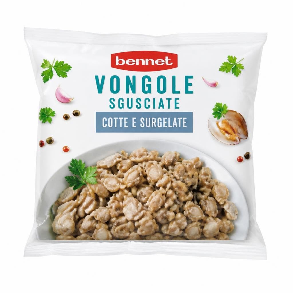 Vongole sgusciate cotte e surgelate, 250 g Bennet – Bennet