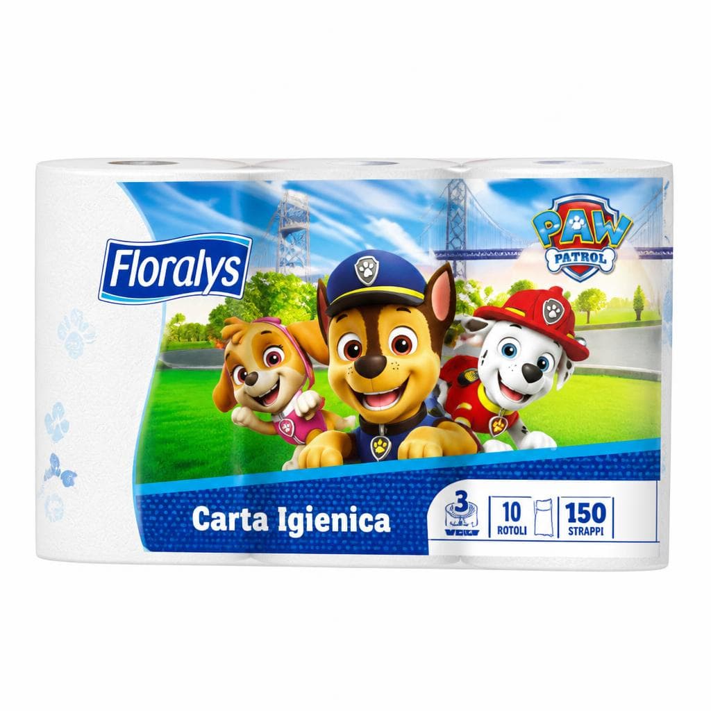 Floralys Paw Patrol carta igienica 3 veli, 10x 220 strappi in offerta da Lidl