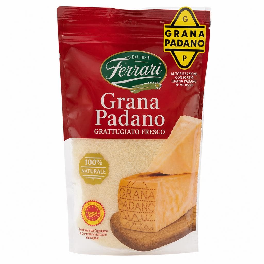 Grana Padano DOP Ferrari grattugiato fresco, 200 g – Il Gigante