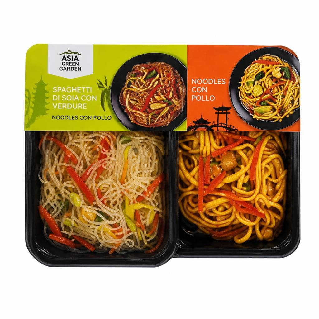 Asia Green Garden Spaghetti di soia con verdure / Noodles con pollo, 200 g – ALDI
