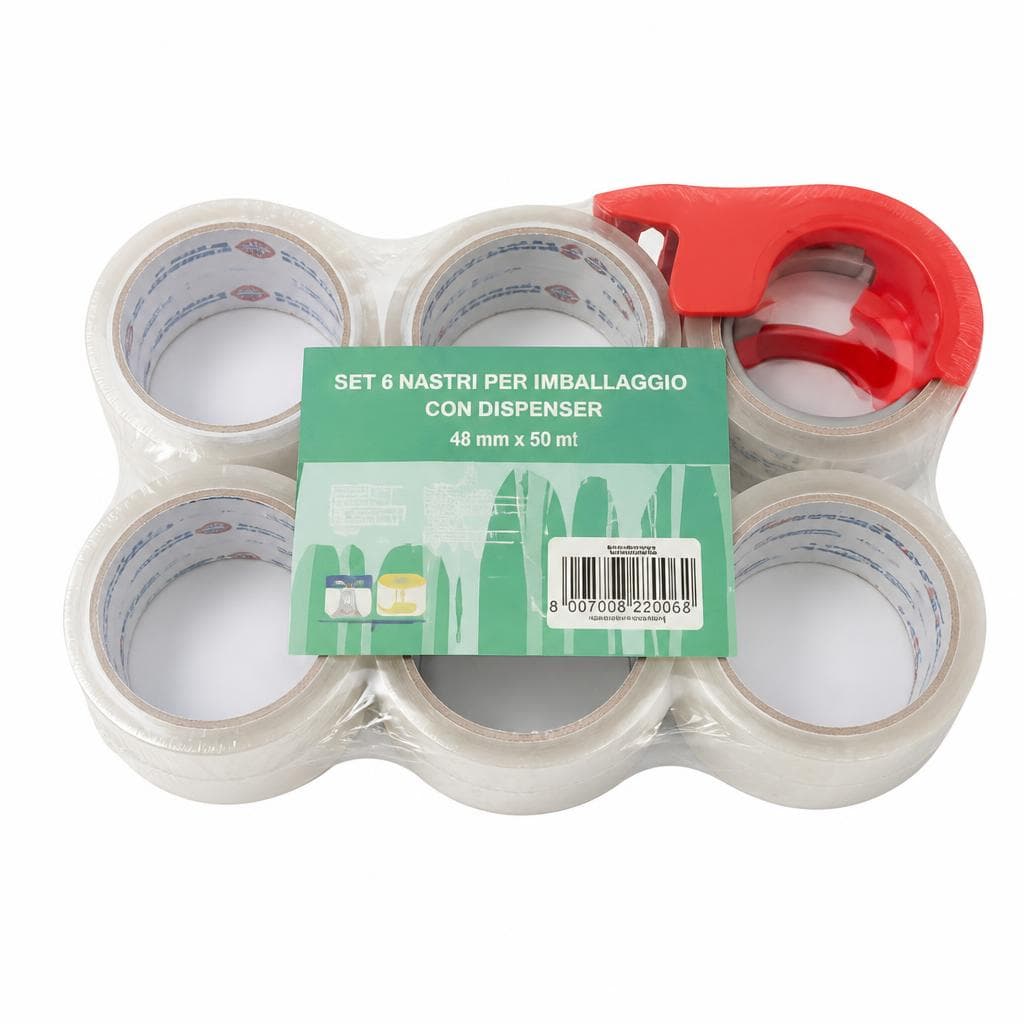 Confezione 6 nastri imballo con dispenser, 48 mm x 50 metri – Il Gigante