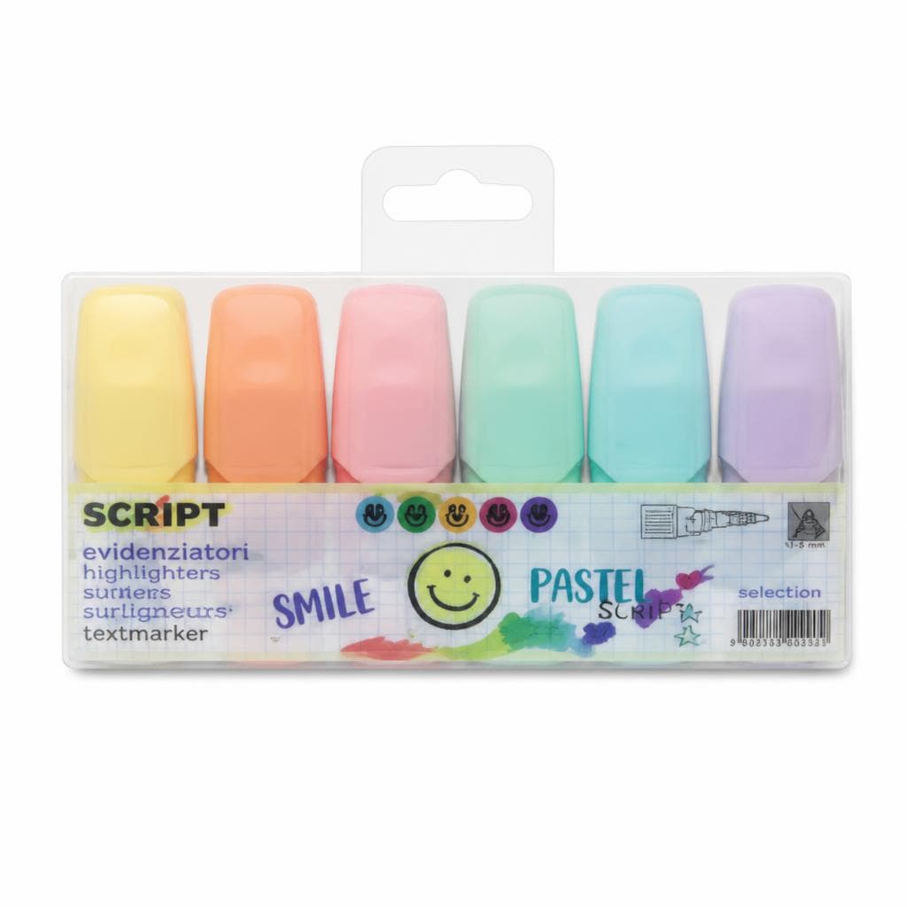 Evidenziatori Smile Pastel Script 6 pezzi in offerta da Coop