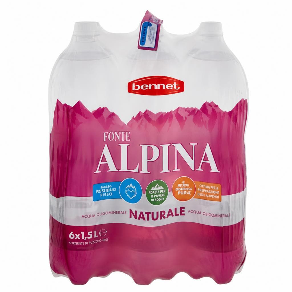Acqua frizzante o leggermente frizzante Fonte Alpina Bennet, 9 L – Bennet