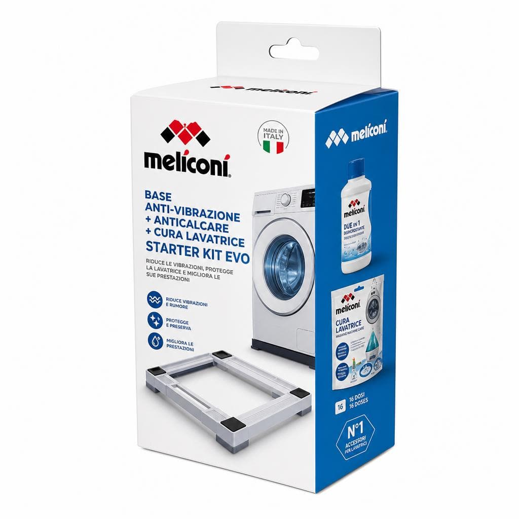 Meliconi base anti-vibrazione + anticalcare + cura lavatrice Starter Kit EVO in offerta da Comet