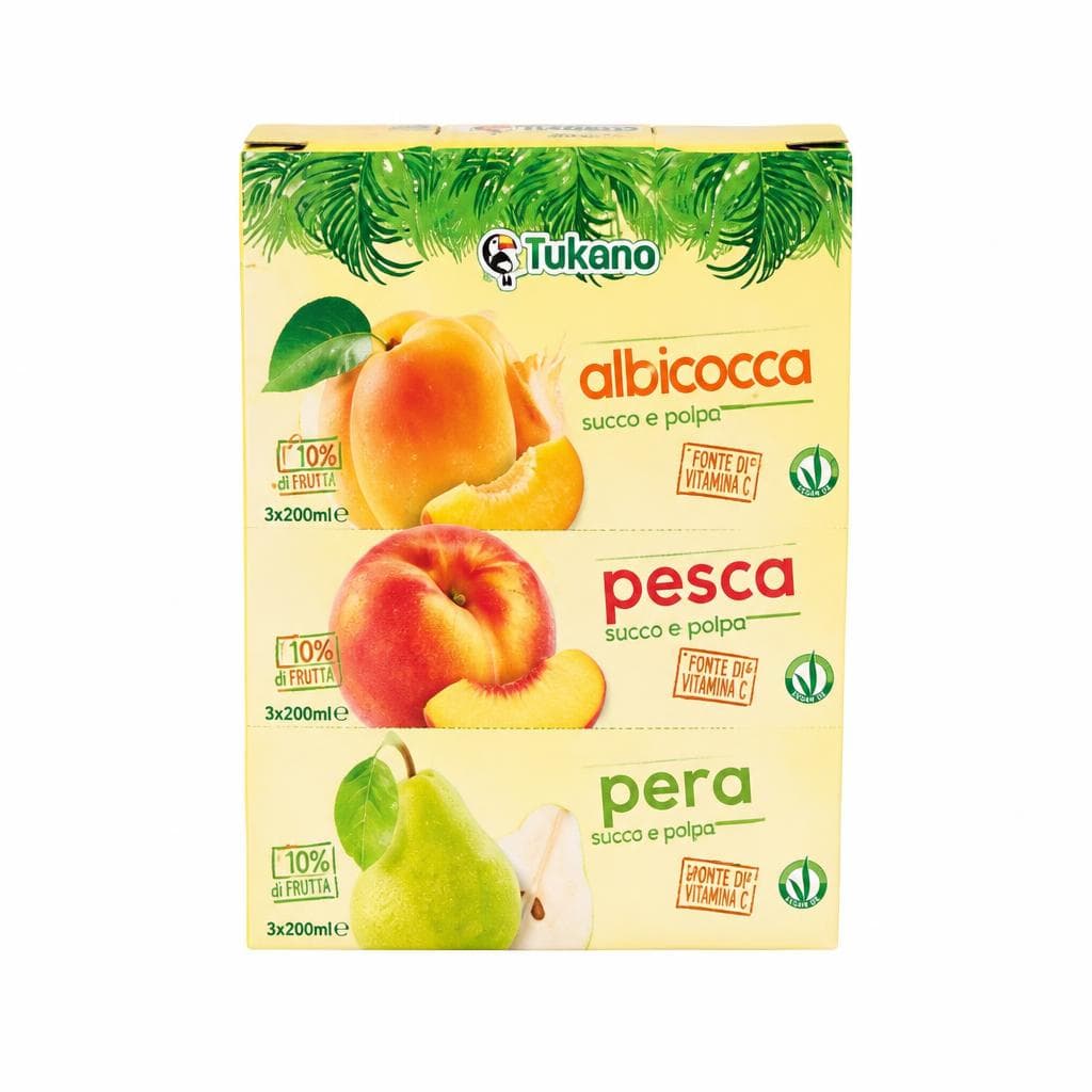 Tukano nettare albicocca / pesca / pera, 6 x 200 ml – Dpiù