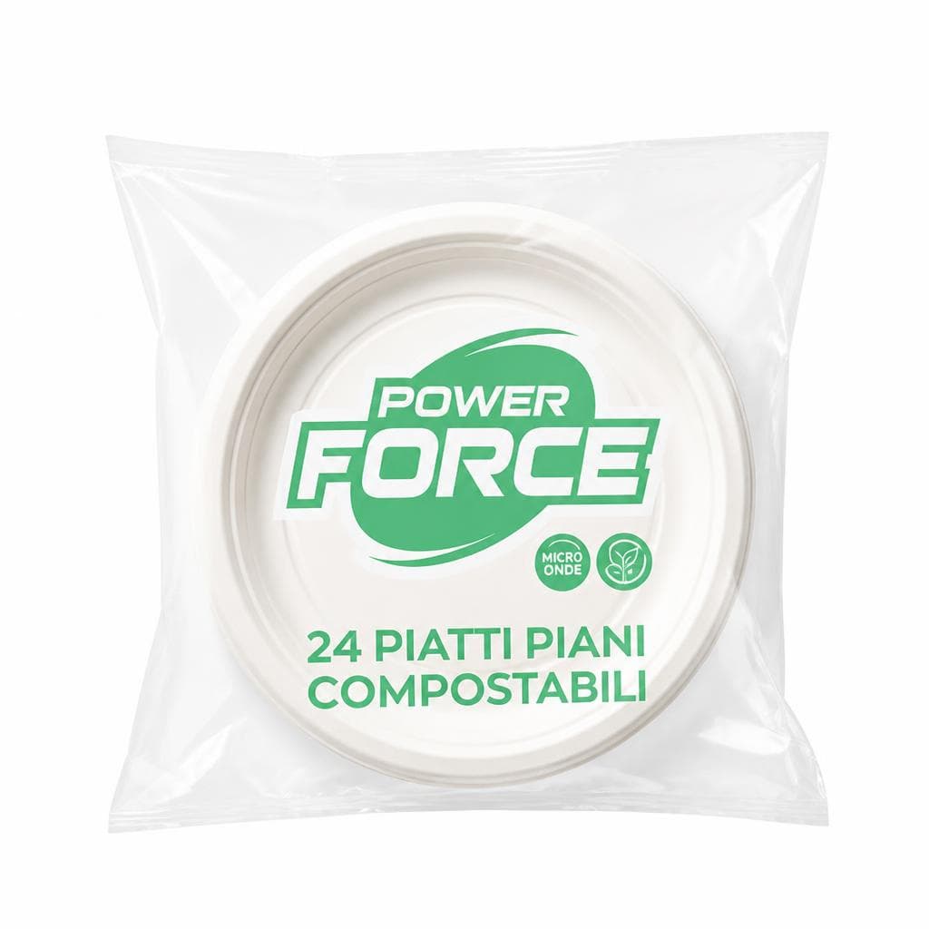 Power Force piatti piani compostabili 24 pezzi in offerta da ALDI