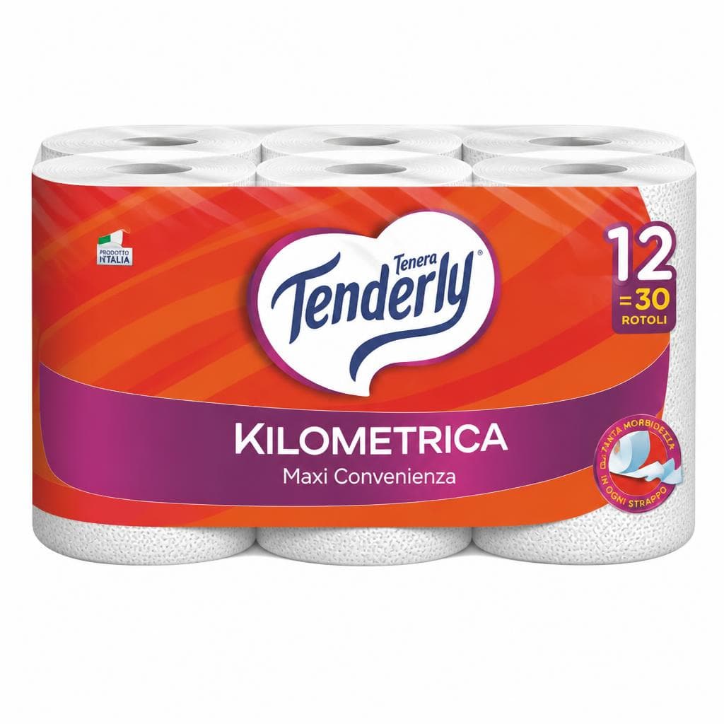 Tenera Tenderly carta igienica Kilometrica, 12 rotoli – Acqua & Sapone