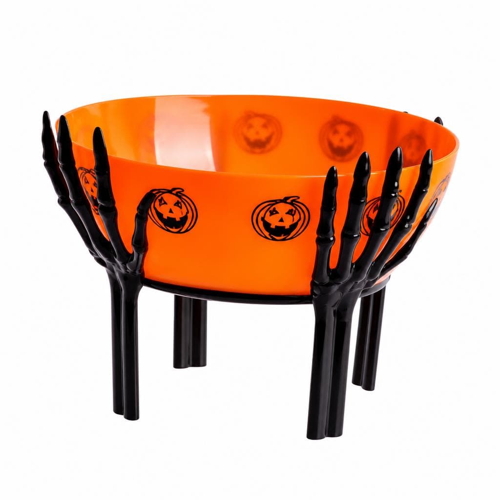 Cestino arancione con mani scheletro, d. 26 cm – DeSpar