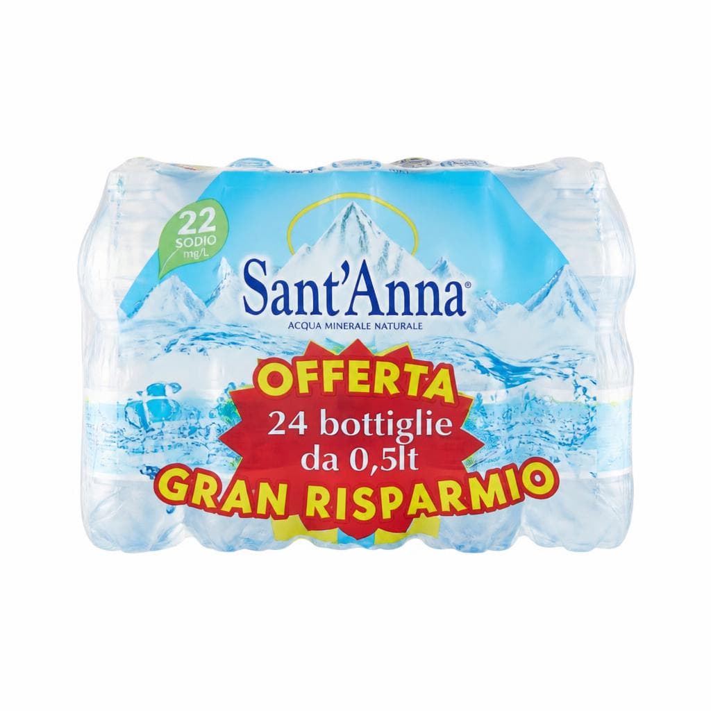 Acqua Sant'Anna Naturale o Frizzante Conf. 24 pezzi 0,5 Cad. 12 l in offerta da Carrefour