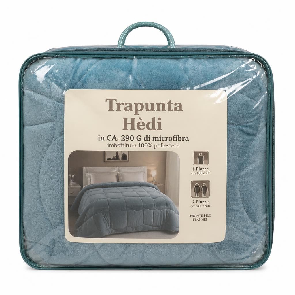 Trapunta fronte in pile flannel, 2 piazze, cm 260x260 FLORA – Bennet