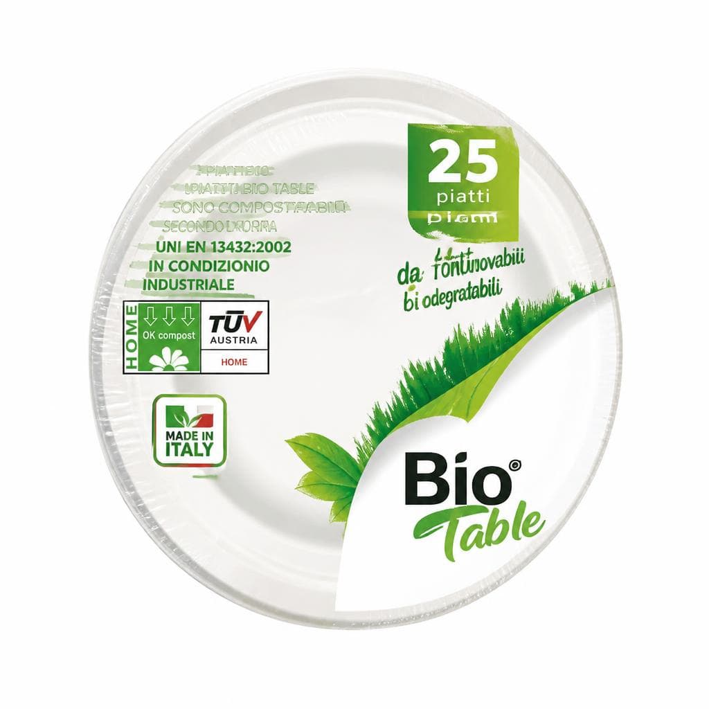 Bio Table piatti piani o fondi 25 pezzi in offerta da Panorama