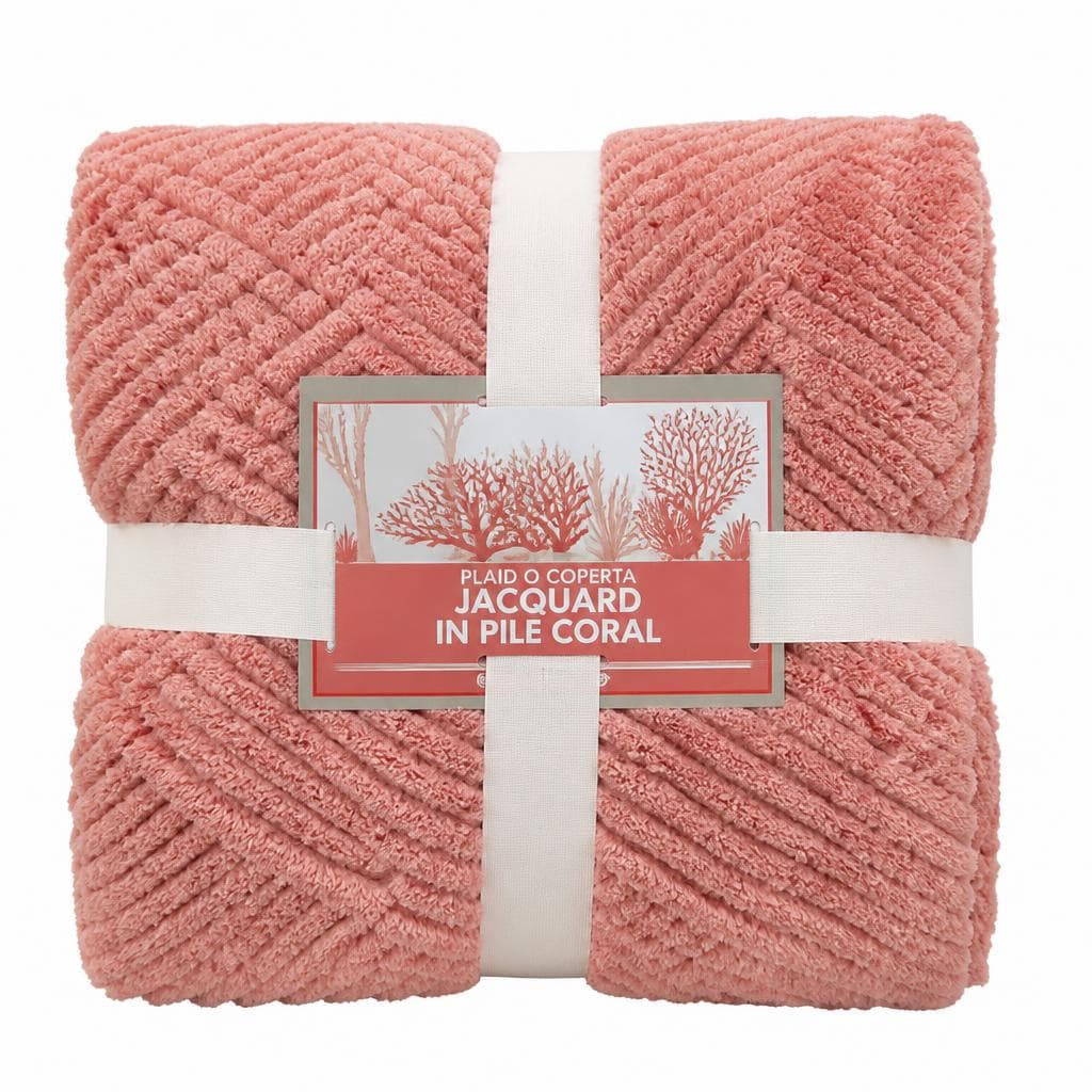 Plaid o coperta jacquard in pile coral, plaid, cm 130x160 PASSION – Bennet