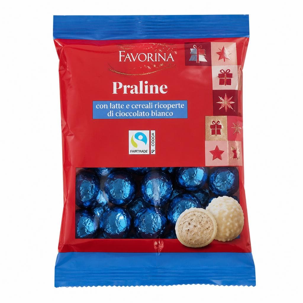 Favorina praline con latte e cereali ricoperte di cioccolato bianco, 200 g – Lidl