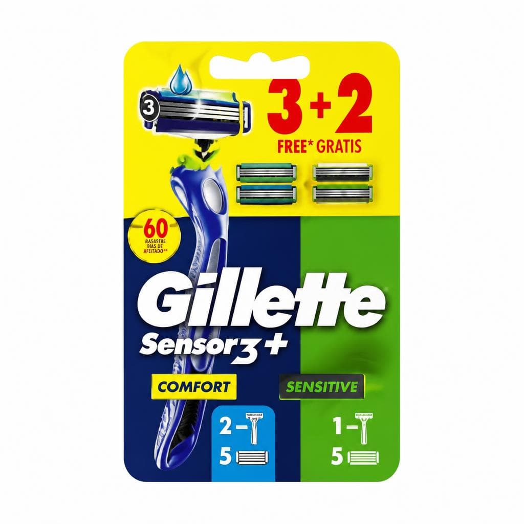 Rasoio Sensor3+ Gillette, 3 pezzi+2 gratis – Esselunga