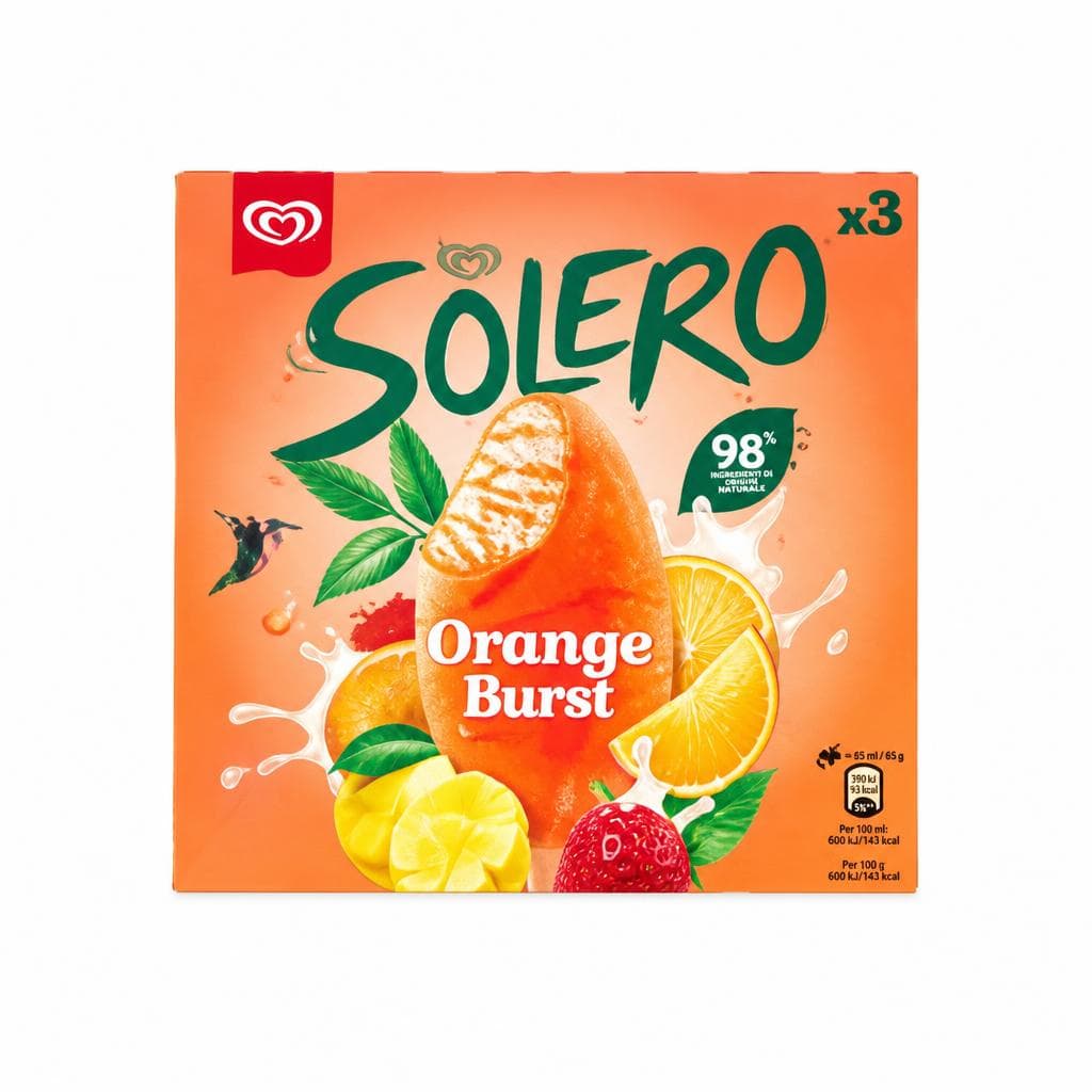 Solero Orange Burst o Berry Bliss Conf. 3 pz, 204 g in offerta da Carrefour