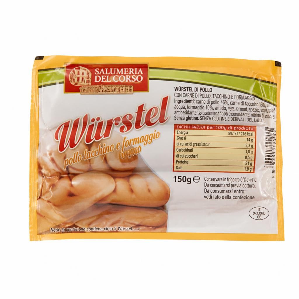 Salumeria del Corso wurstel pollo tacchino formaggio, 150 g – Dpiù