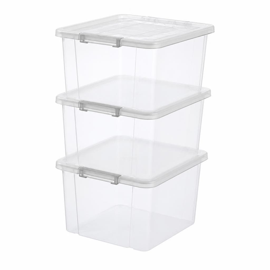 Set 3 contenitori in plastica sovrapponibili, 3 pezzi 24 L – Eurospin