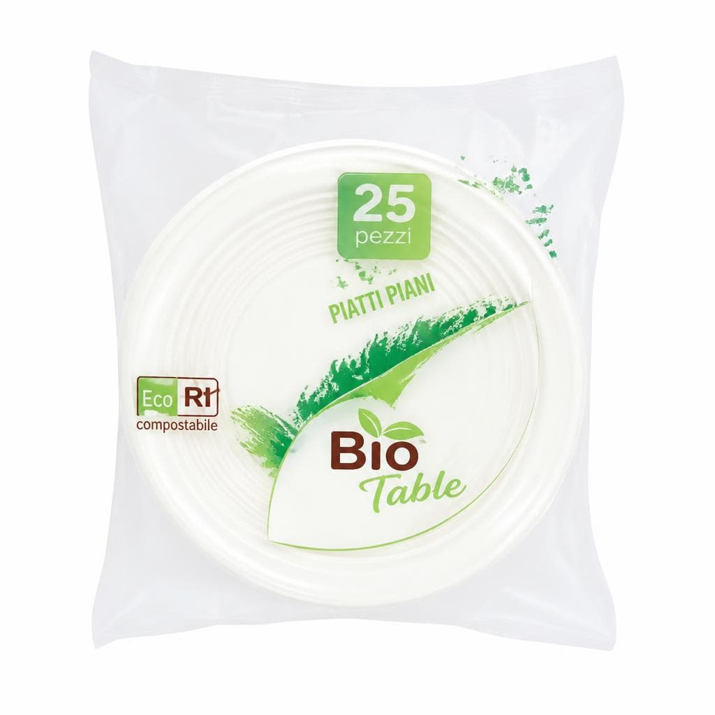 Piatti piani o Bicchieri in Bioplastica, conf 25 pezzi Bio Table – Carrefour