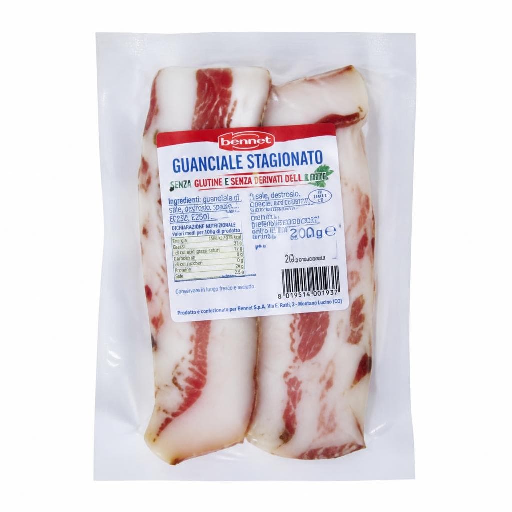 Guanciale stagionato Bennet, 200 g – Bennet