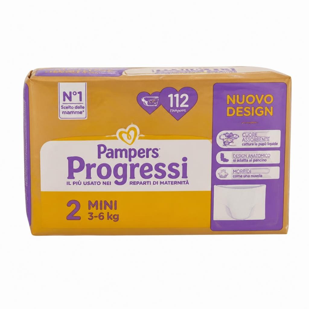 Pannolini Progressi Pampers, quadri pacco, misure varie – Bennet