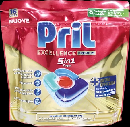 Pril excellence caps/tutto in 1 tabs 16 pz / 18 pz / 24 pz in offerta da Tigota