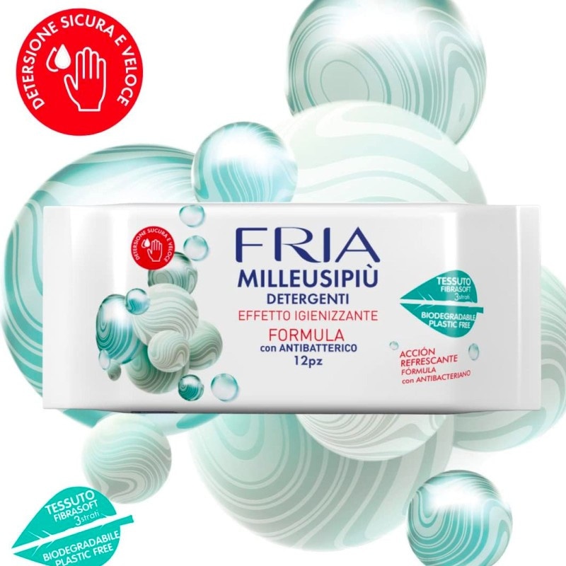 FRIA Milleusipiù salviette detergenti igienizzanti 12 pezzi in offerta da Dm