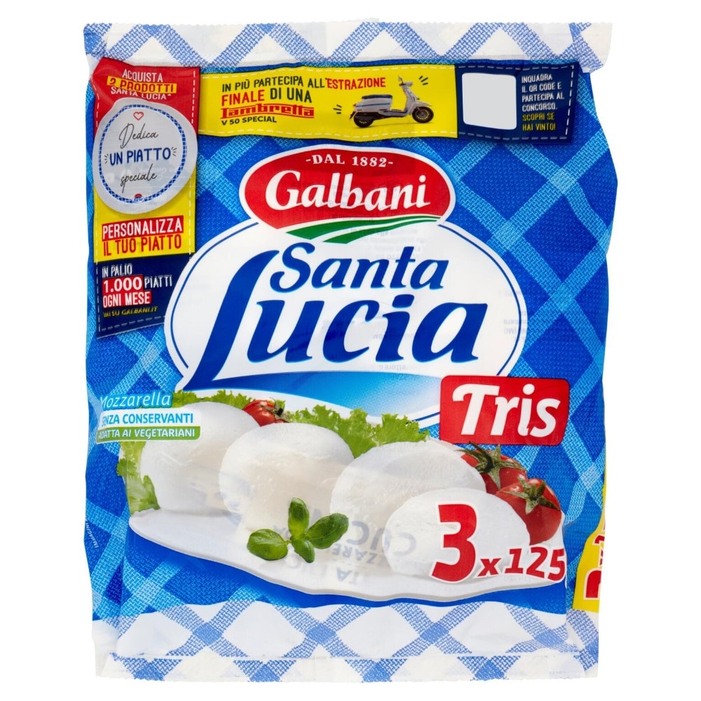 Santa Lucia mozzarella Tris Conf. 3 pz g 125 Cad. 375 g in offerta da Carrefour