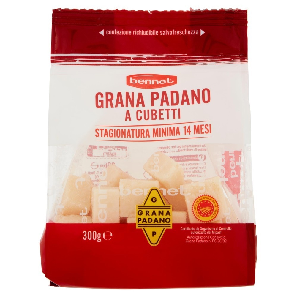 Grana Padano DOP a cubetti g 300 - Offerta nel negozio Bennet