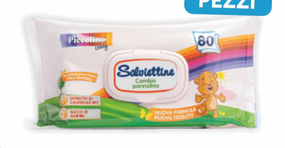 Salviettine cambio pannolino Piccolino Baby 80 pezzi in offerta da MD