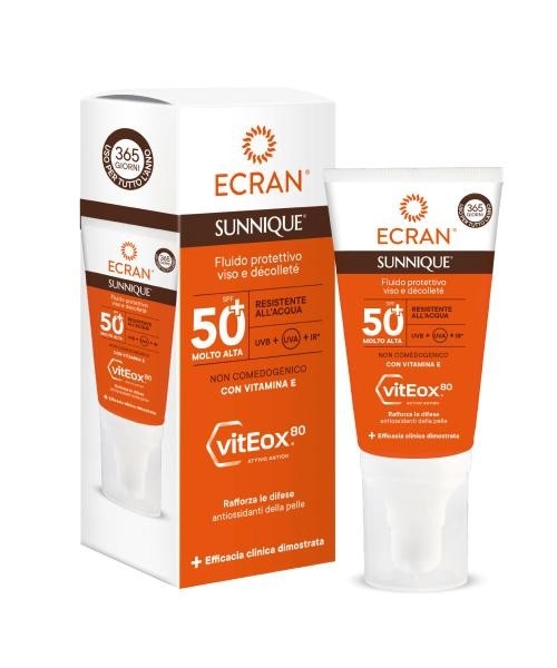 Ecran Sunnique Fluido solare viso protettivo SPF 50+ 50 ml in offerta da Acqua & Sapone