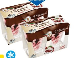 2 Bicchieri variegato cioccolato / amarena 200 g + 200 g in offerta da Dpiù